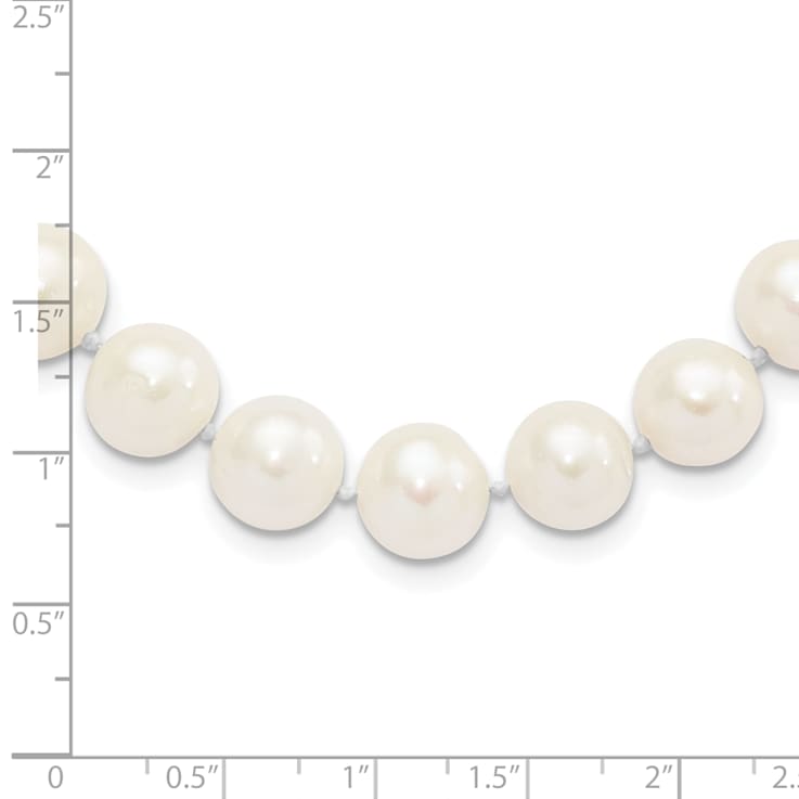 Rhodium Over Sterling Silver 10-11mm White Freshwater Cultured Pearl Necklace