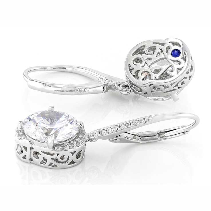 CZ Drop Earrings In Platinum-Enhanced Sterling Silver 6.28ctw