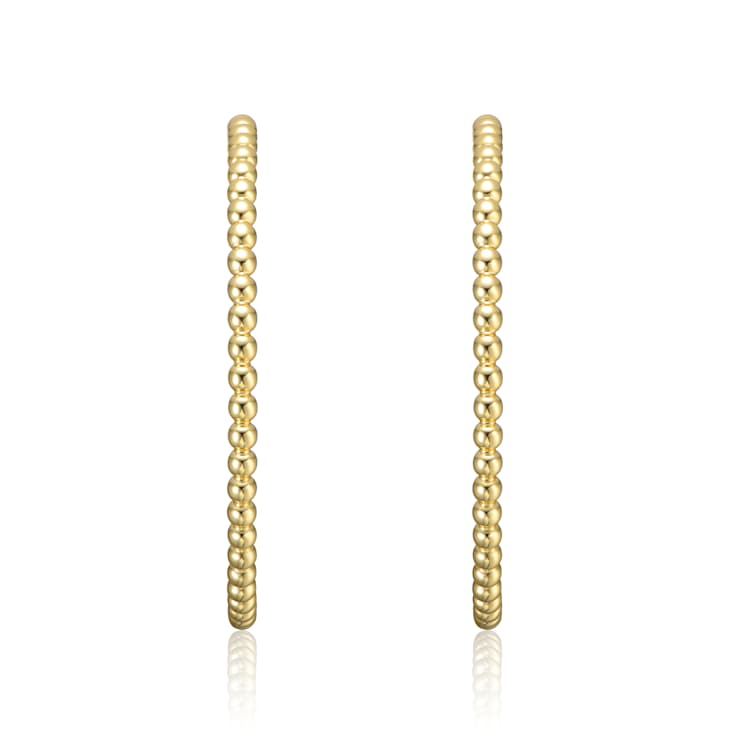 Textured Bead C-Hoop Earrings In 14K Gold Over Brass
