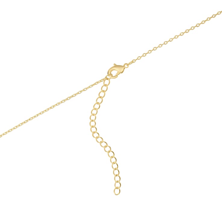 CZ Initial M Bow Pendant Necklace In 14K Gold Over Sterling Silver 0.23ctw