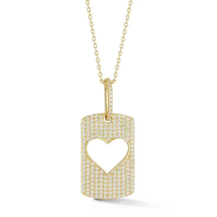 Rachel Zoe Pave CZ Open Heart Tag Pendant Necklace in 14K Gold Over
Sterling Silver