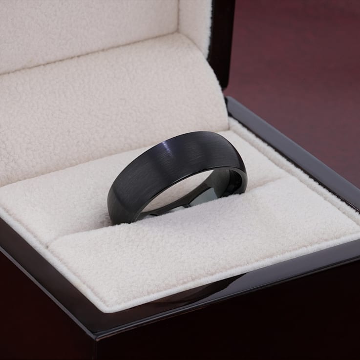 RAIDER Domed Brush Finished Black Tungsten Wedding Band 8mm