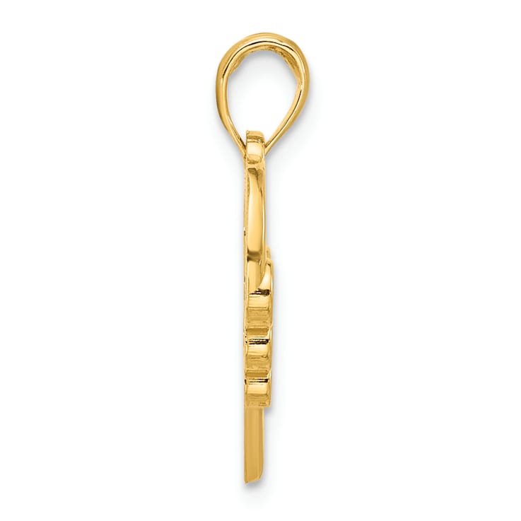 14k Yellow Gold Polished Heart with Circles Pendant