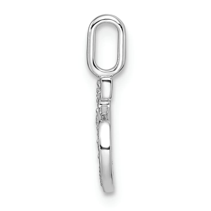 Rhodium Over 14k White Gold Diamond Number 5 Pendant