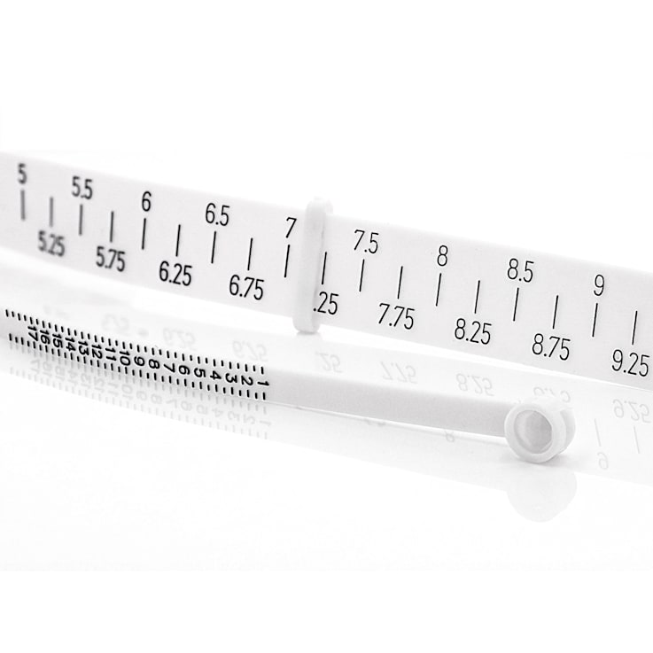 Ring Sizer with Magnifying Glass and Wrist Sizer in White