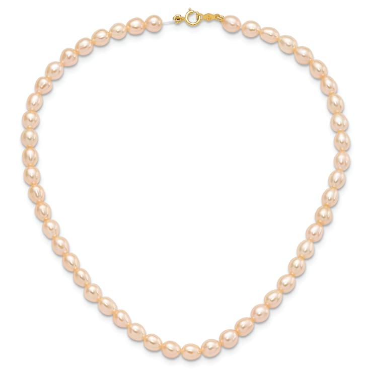 14K Yellow Gold Pink Freshwater Cultured Pearl 12 Inch Necklace, 5 Inch
Bracelet and Earring Set