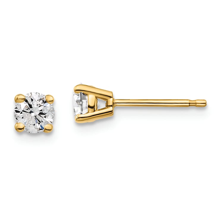 White Lab-Grown Diamond 14K Yellow Gold G-H SI Solitaire Stud Earrings 0.50ctw