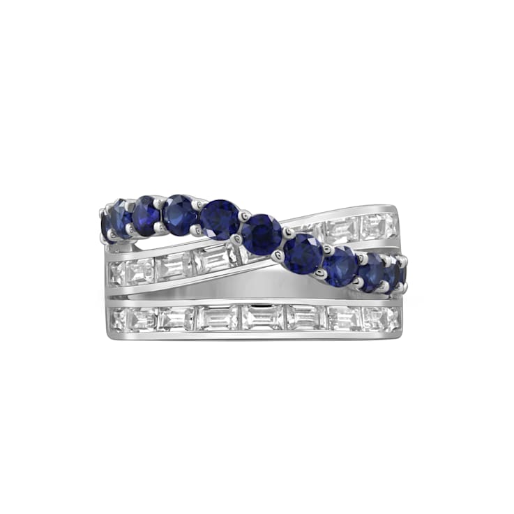Lab Created Blue Saphhire And White Cubic Zirconia Platinum Over
Sterling Silver Ring 2.54ctw