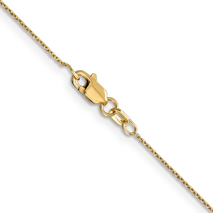 14k Yellow Gold 0.8mm Solid Diamond-Cut Round Open Link Cable 26 Inch Chain