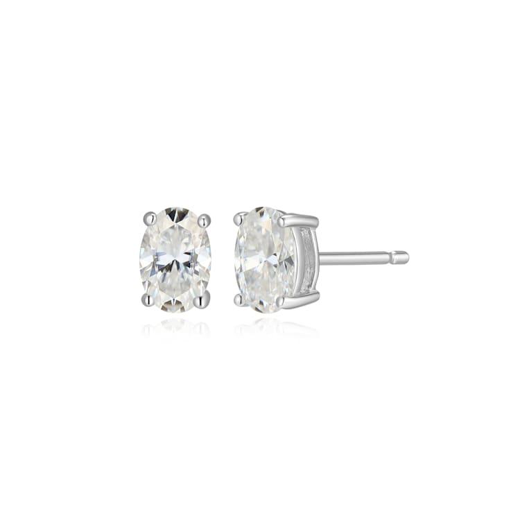 Oval Moissanite Platineve Stud Earrings 1.00ctw DEW