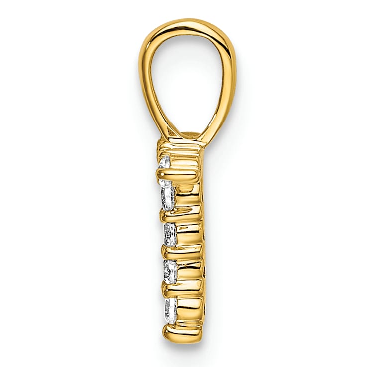 14K Yellow Gold Lab Grown Diamond Letter T Initial Pendant