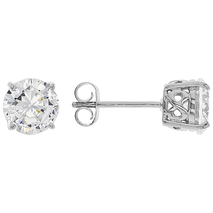 White Cubic Zirconia Rhodium Over Sterling Silver Stud Earrings 4.37ctw