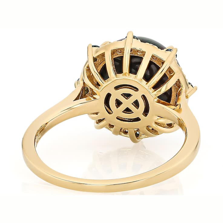 Black Opal And Lab-Grown Blue And White Diamond Ring In 18K Gold Over
Sterling Silver 2.92ctw