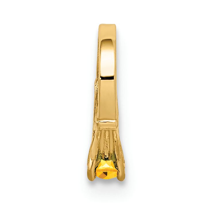 14k Yellow Gold 3D Ring with Yellow Cubic Zirconia November Birthstone Charm