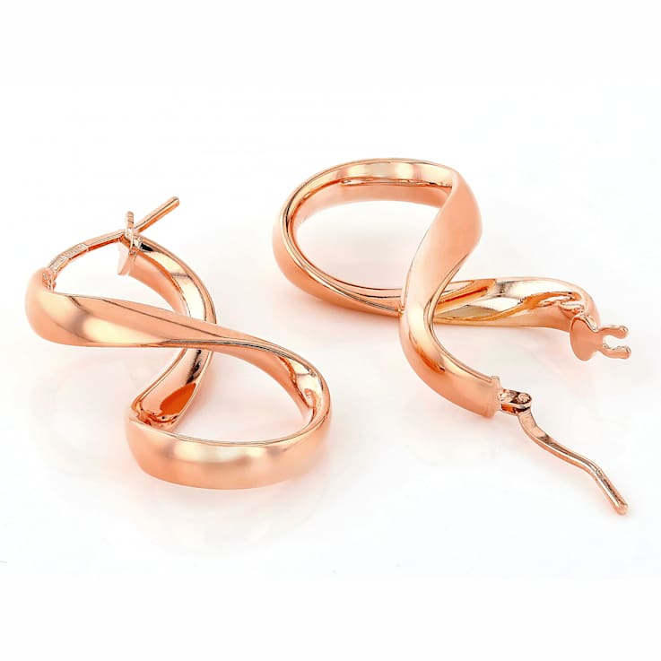 InfInity Hoop Earrings In 18K Rose Gold Over Bronze
