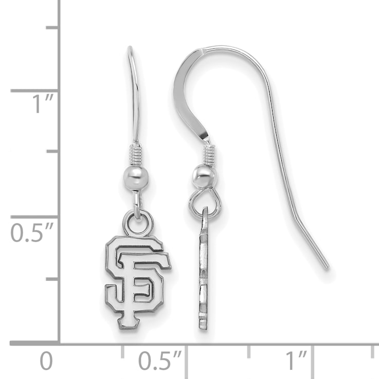 Rhodium Over Sterling Silver MLB LogoArt San Francisco Giants Dangle Earrings
