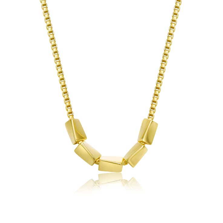 Rectangular Beaded Chain Necklace In 14K Gold Over Sterling Silver