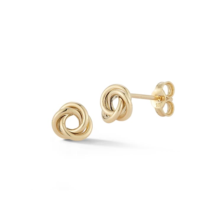 Bellissima Gold 14K Yellow Gold Rounded Dainty Love Knot Studs