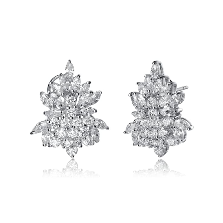 Marquise CZ Cluster Stud Earrings In Sterling Silver 18.40ctw