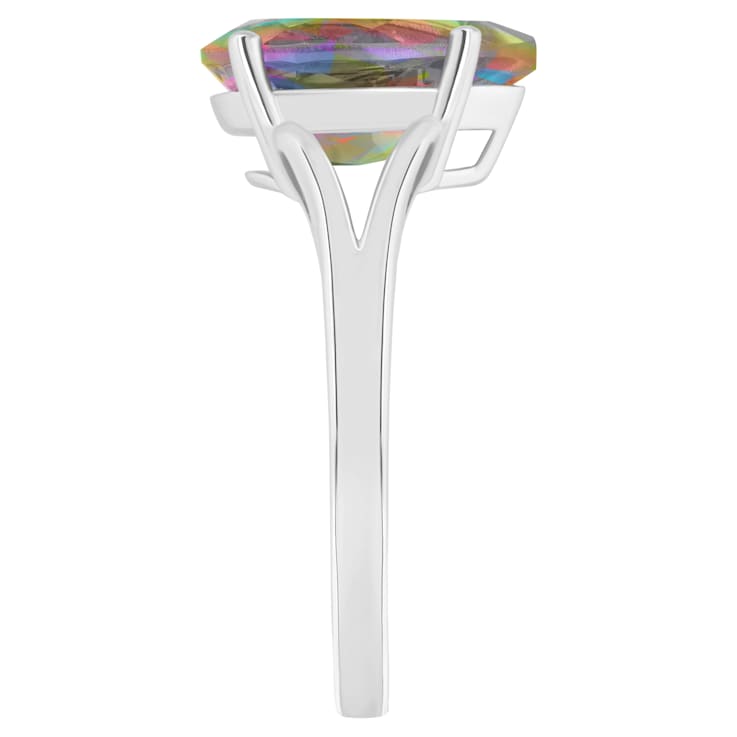 12x8mm Pear Shape Mystic Topaz Rhodium Over Sterling Silver Ring