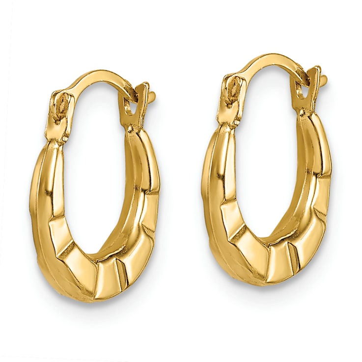 14K Yellow Gold Polished Hoop Earrings