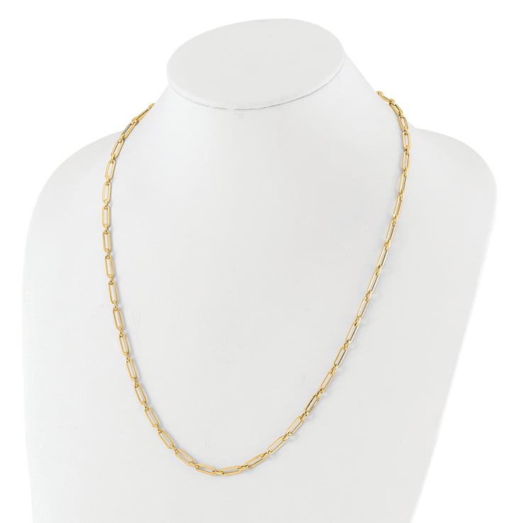 14K Yellow Gold Polished Flat Oval Link Necklace
