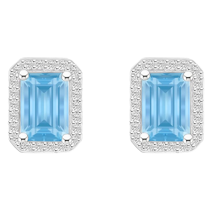 7x5mm Emerald Cut Simulated Aquamarine And Created White Sapphire 10k
White Gold Stud Earrings