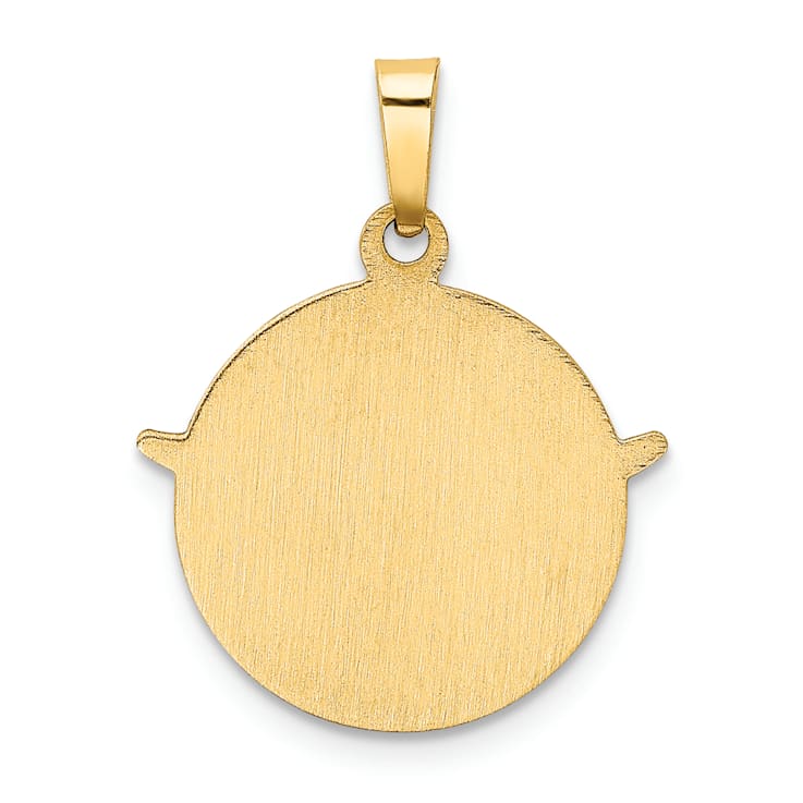 14k Yellow Gold Satin Holy Spirit Medal Round Pendant