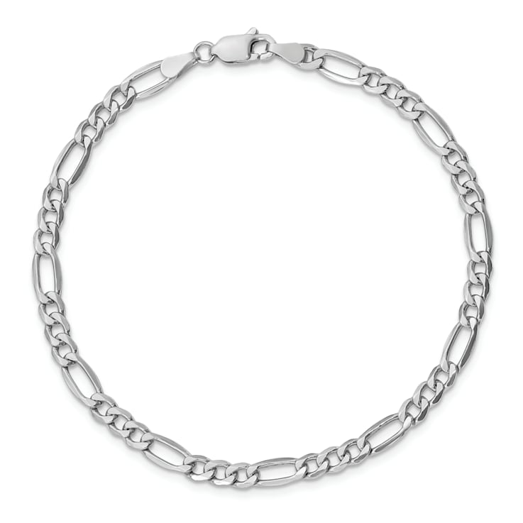 Rhodium Over 14k White Gold 4.4mm Figaro Link Bracelet, 7 Inches