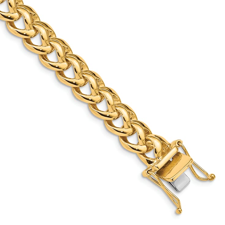 10k Yellow Gold and 10k White Gold 8.6mm Hand-polished Fancy Link Bracelet