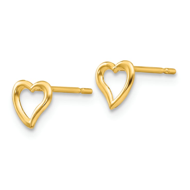 14k Yellow Gold Children's 5mm Heart Stud Earrings