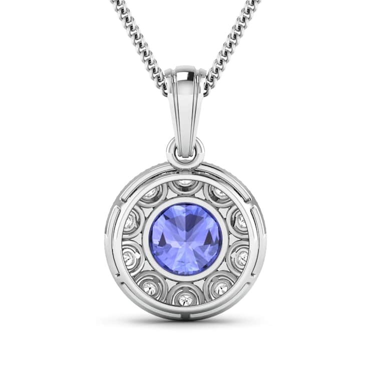2.02ctw 14K White Gold Tanzanite and White Diamond Pendant with 18 inch
Cable Chain