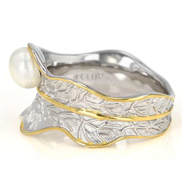 Freshwater Pearl Nature Inspired Two-Tone Ring