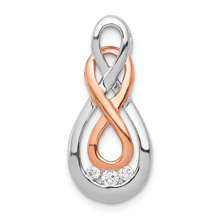 14K Two-tone Diamond Double Infinity Chain Slide Pendant