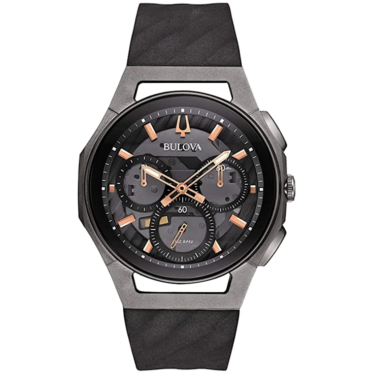 Bulova Men's Curv Black Rubber Strap Watch