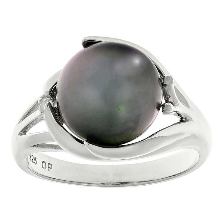Tahitian Pearl And Topaz Ring In Sterling Silver