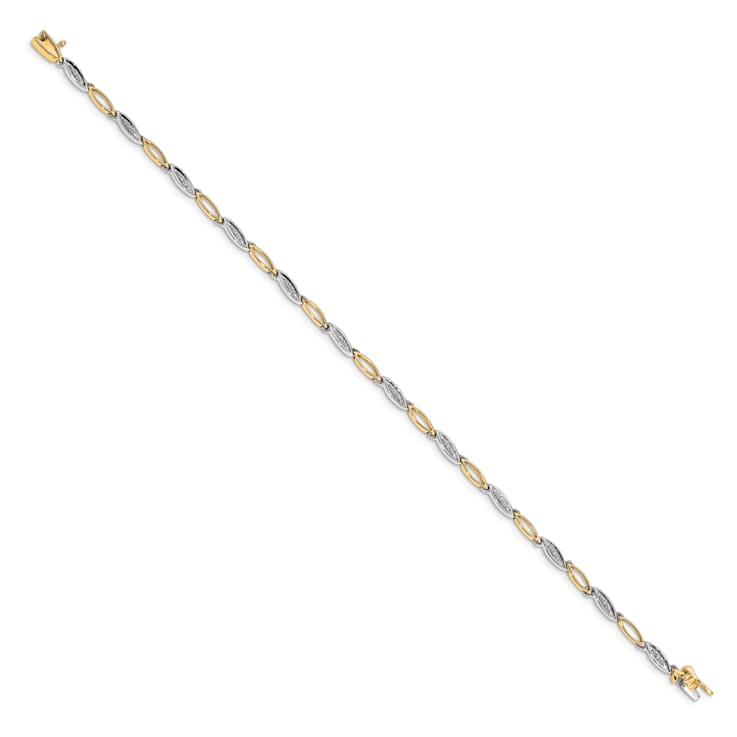 14k Yellow Gold and 14k White Gold Diamond Link Bracelet