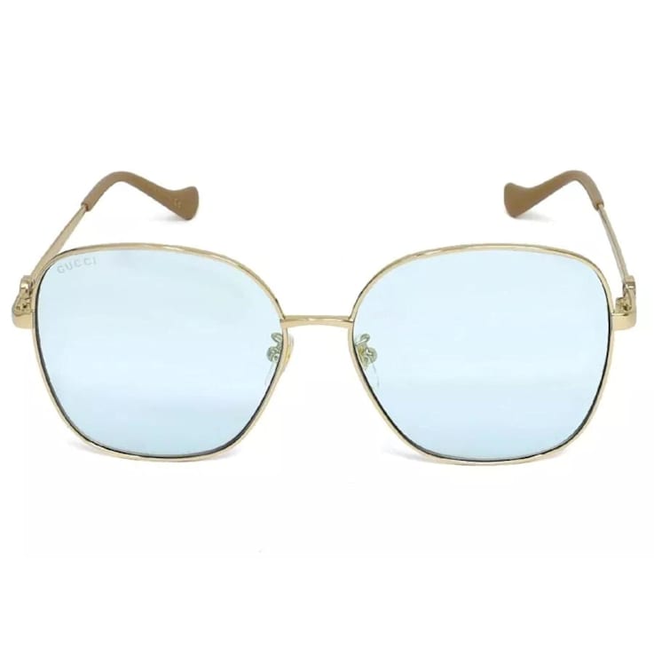 Gucci Gold Tone Frame / Blue Lens Sunglasses