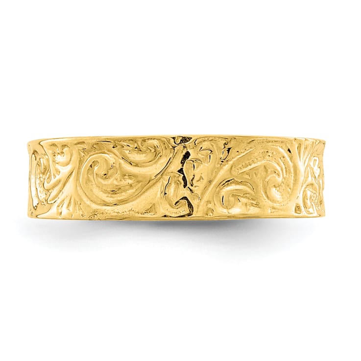 14K Yellow Gold Adjustable Scroll Pattern Toe Ring