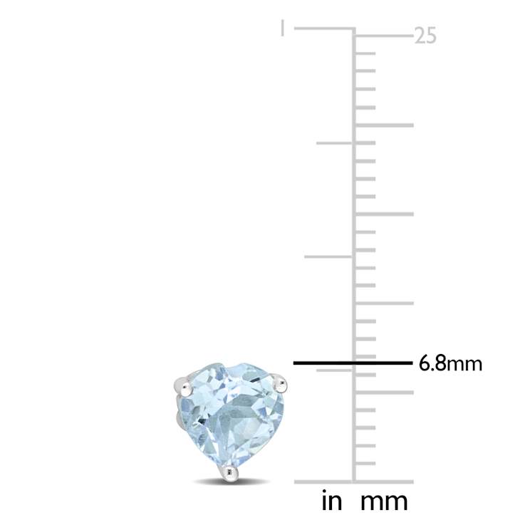 2ctw Heart Sky Blue Topaz Stud Earrings in Sterling Silver