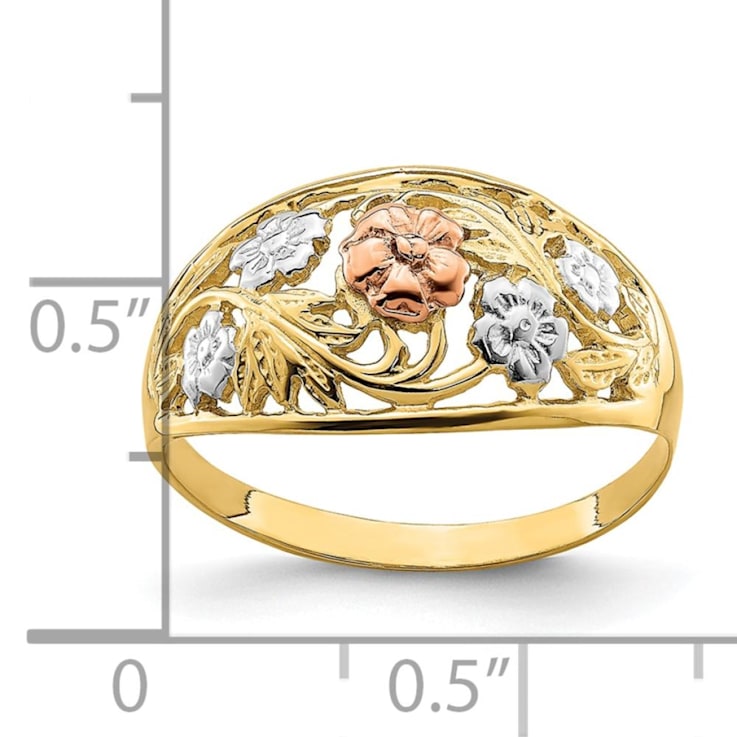 14K Floral Dome Ring