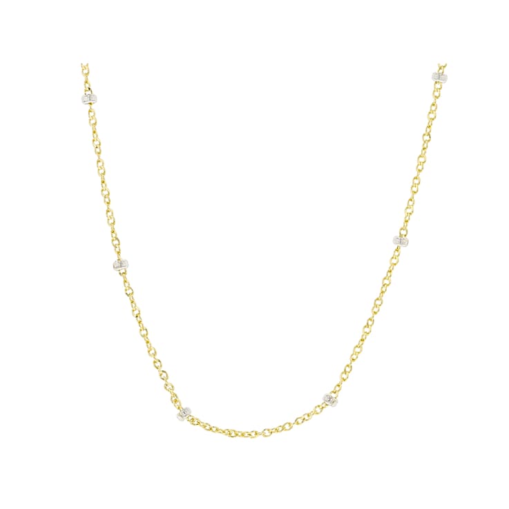 10K Yellow Gold with 10K White Gold Accents Station Ball Singapore Necklace