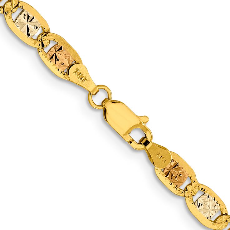 14k Yellow Gold, 14K White Gold and 14k Rose Gold 4.65mm Solid Pave
Valentino 22 Inch Chain