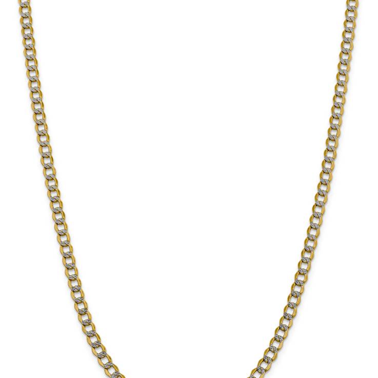 14k Yellow Gold and Rhodium Over 14k Yellow Gold 5.2mm Textured Pavé
Curb 22 Inch Chain
