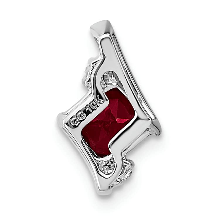 Rhodium Over 10k White Gold 0.65 ctw Cushion Lab Created Ruby and
Diamond Chain Slide Pendant