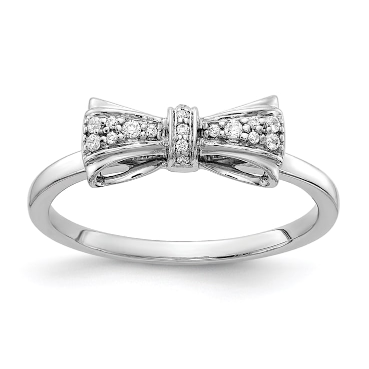 Rhodium Over 14K White Gold Diamond Bow Ring