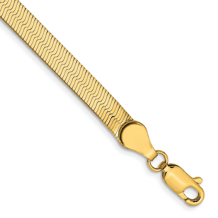 14K Yellow Gold 4mm Silky Herringbone Chain Bracelet