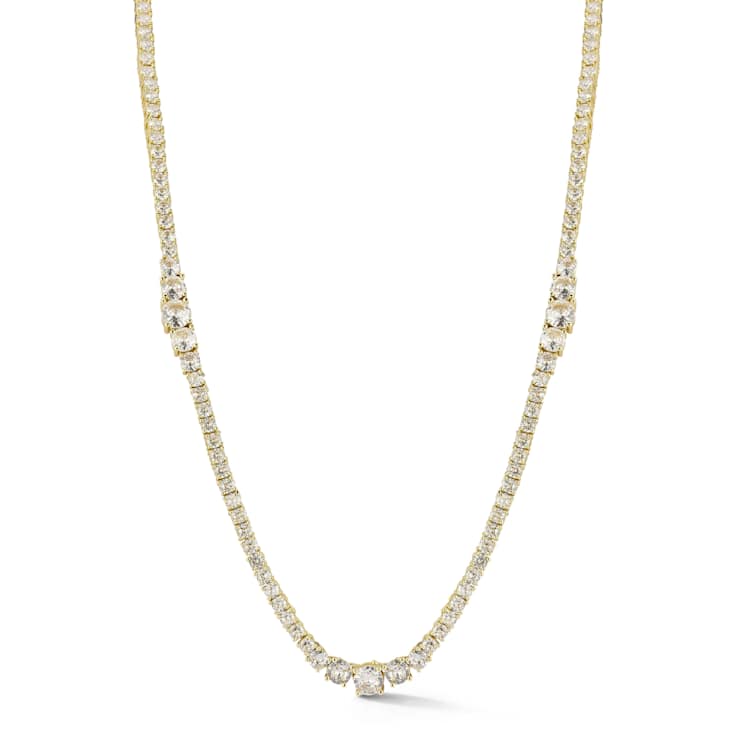 Rachel Zoe CZ Graduated Tennis Necklace in 14K Gold Over Brass