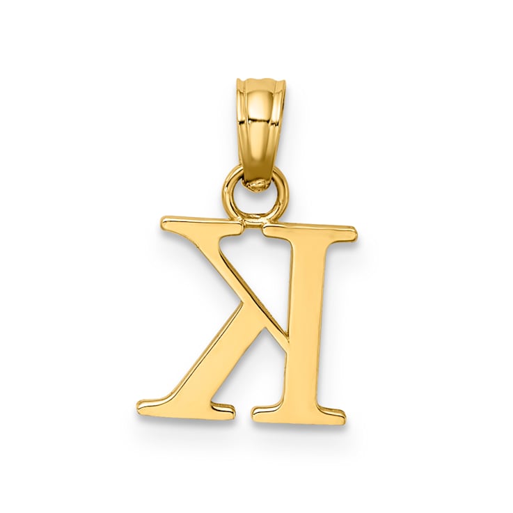 14k Yellow Gold Polished Block Letter K Initial Pendant
