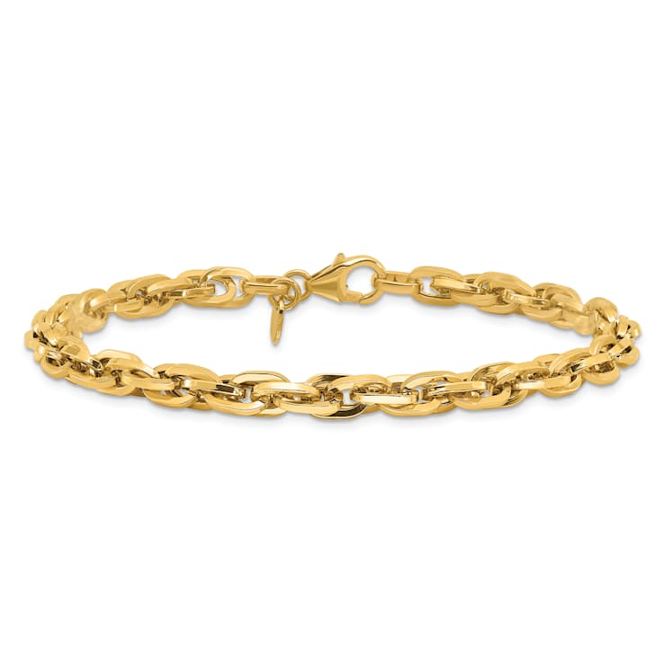 14k Yellow Gold 5mm Polished Fancy Link Bracelet